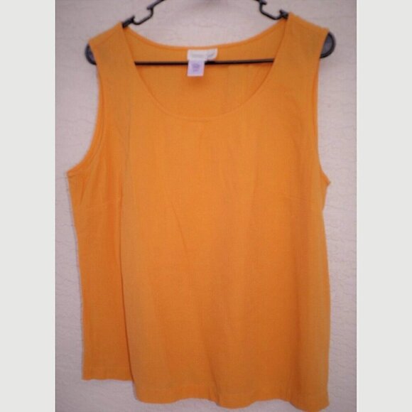 Coldwater Creek L orange sleeveless tank top crinkle fabric poly/rayon - Picture 1 of 3
